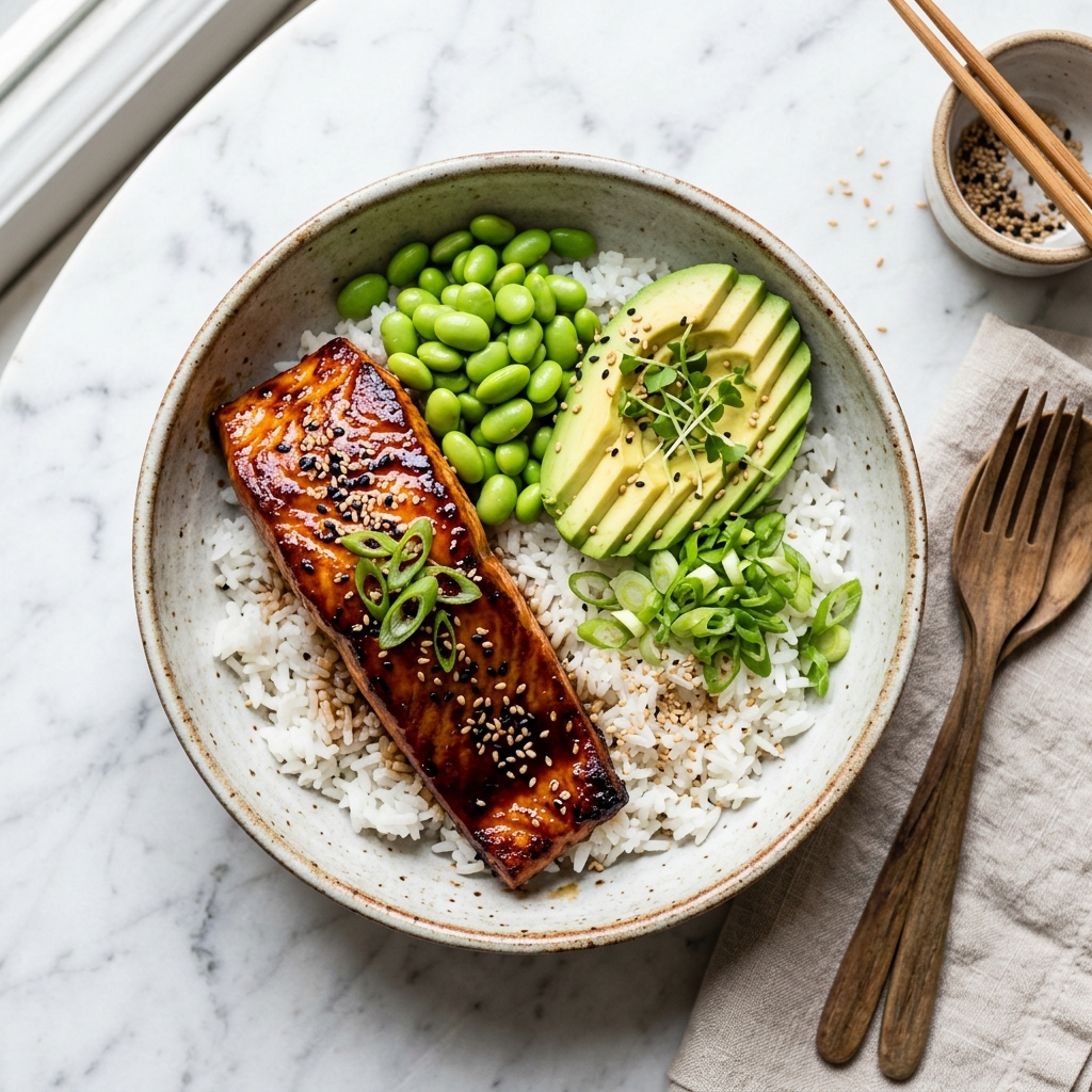 Airfryer Salmon Teriyaki Bowl